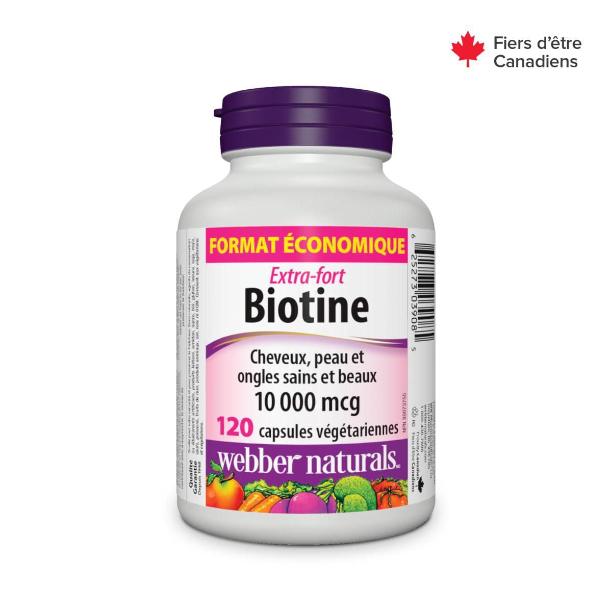 Webber Naturals Extra Strength Biotin 10,000 mcg, 120 Vegetarian Capsules
