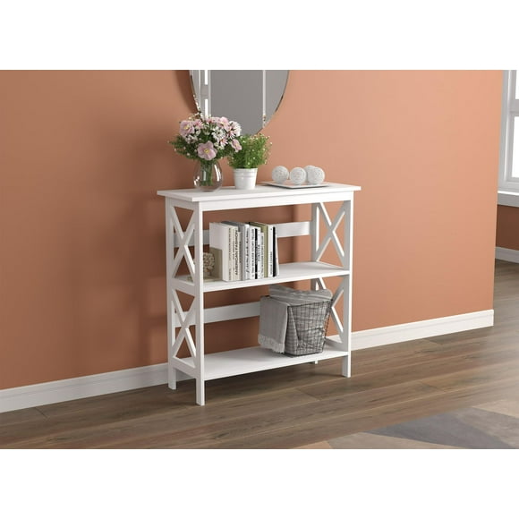 Bookshelf 32.5inch H White with 3 Shelves for Living Room, Bookcase