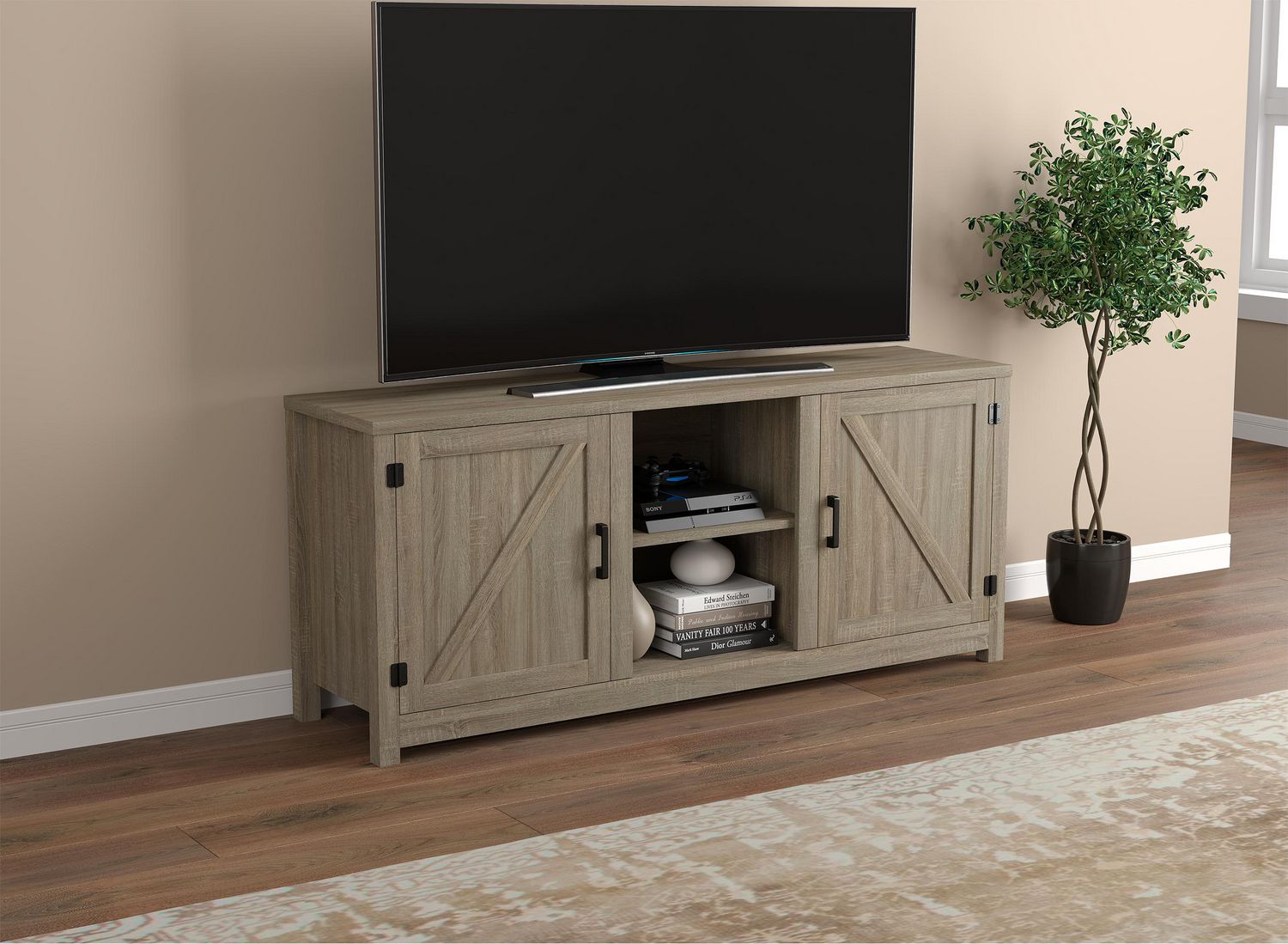 Safdie Co. TV Stand Media Entertainment Unit 58in L Dark Taupe