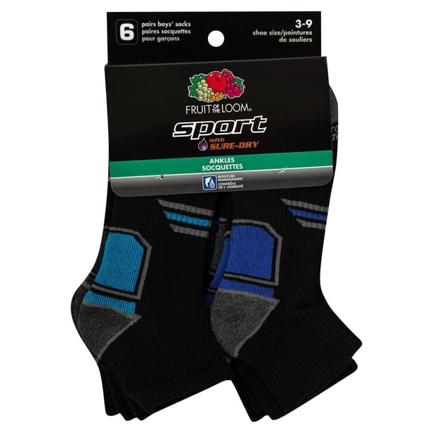 Fruit of the Loom - Boys Sport 6 Pack Ankle Sock - Walmart.ca