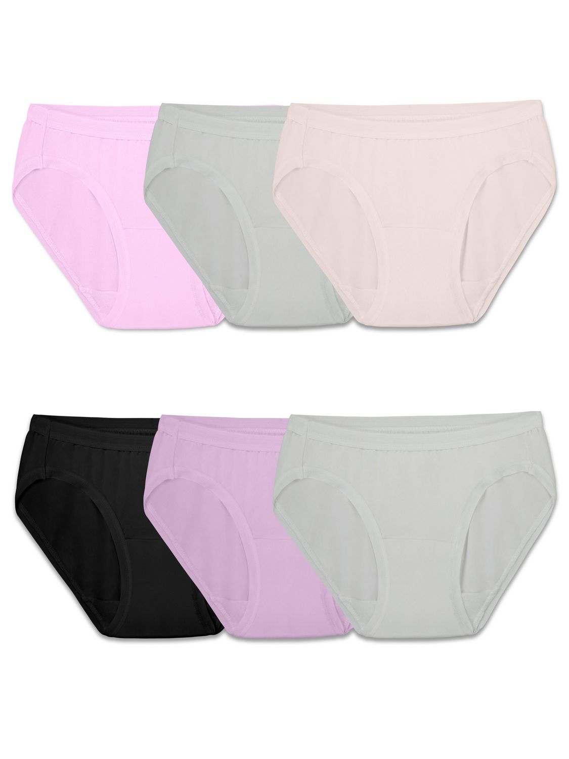 Fruit of the Loom Girls Seamless Bikini Underwear, 6-Pack, Sizes 6-16