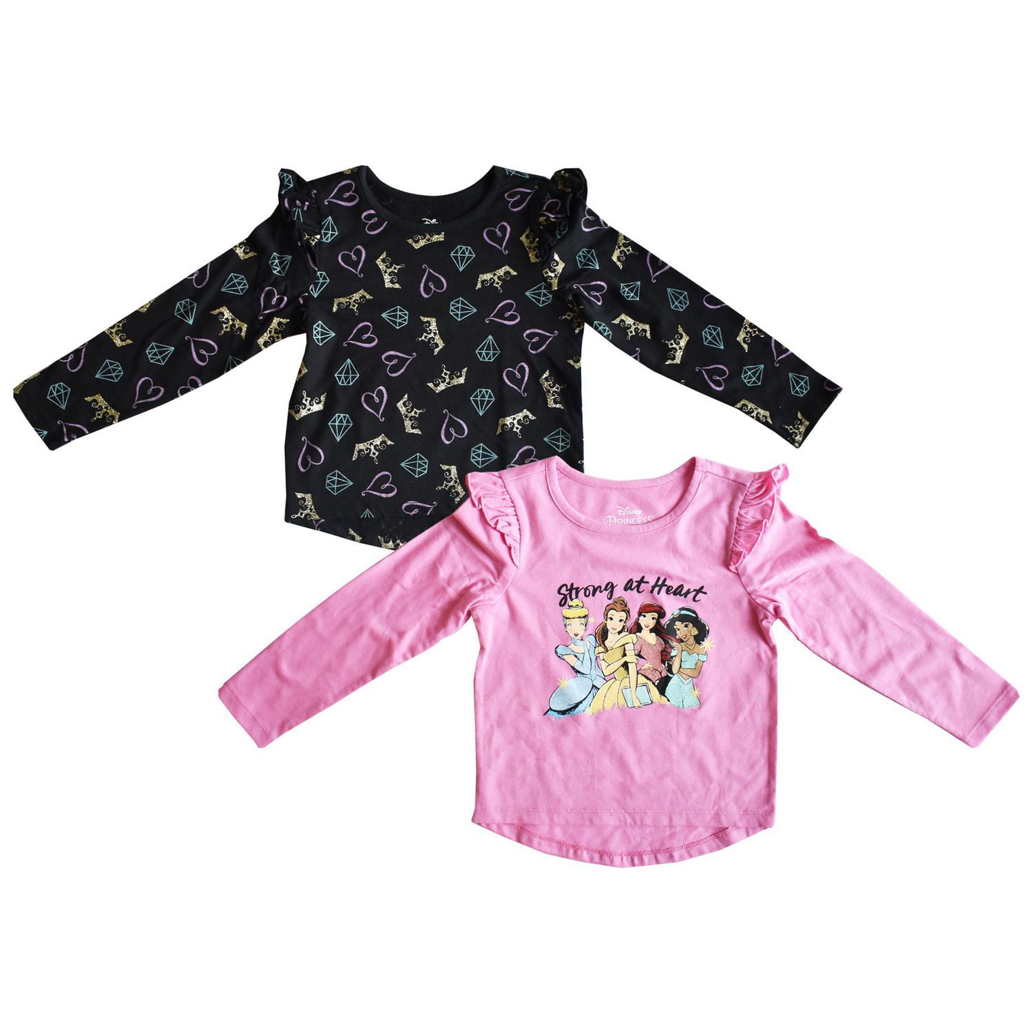 Toddler Girls Disney 2 Pack Strong At Heart Long Sleeve Fashion Tops