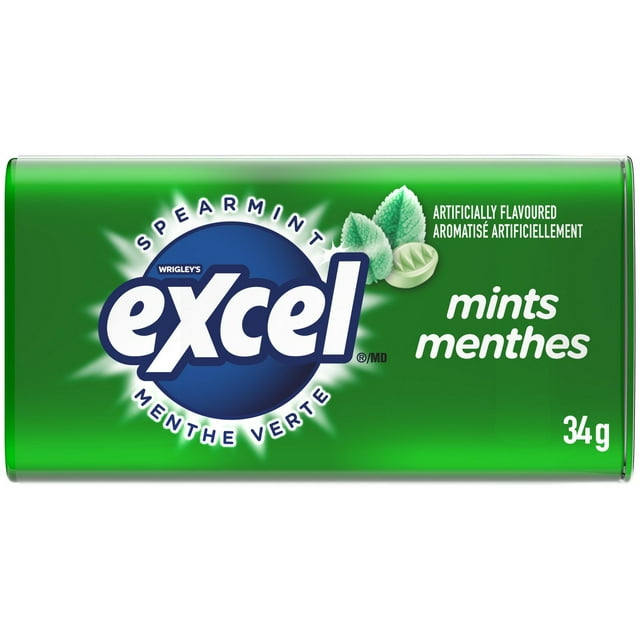 Menthes Excel, Menthe verte, boîtier, 34 g