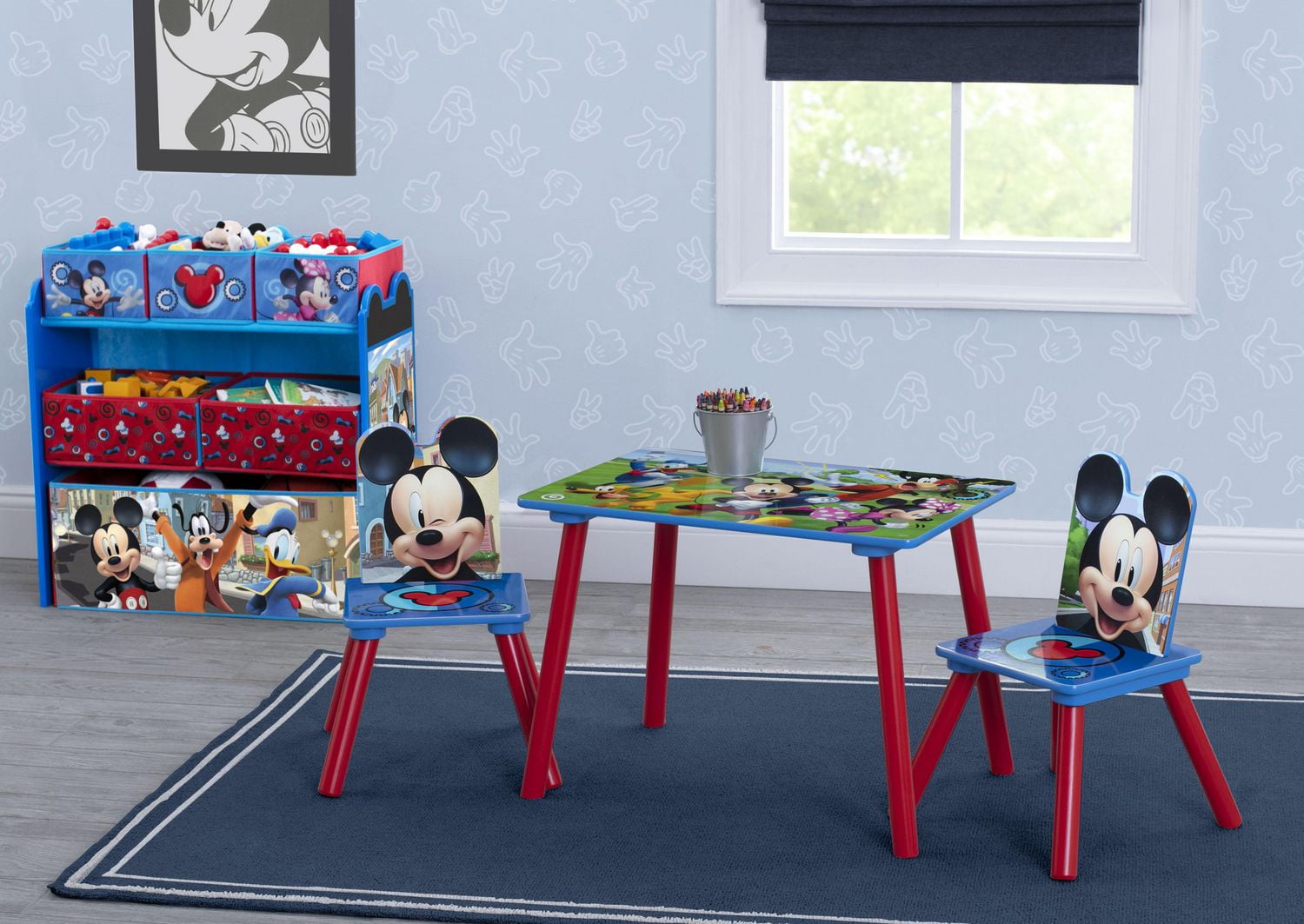 Disney mickey mouse wood kids storage table and chairs set by delta children best sale