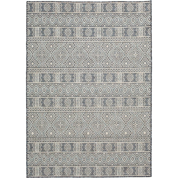 Hayweld Lagoon Blue and Beige Woven Area Rug 