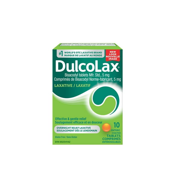 DulcoLax Bisacodyl Tablets, 5mg Stimulant Laxatives for Occasional Constipation Relief, Laxative and Constipation Relief For Adults and Children 6 and Over and Breastfeeding Women, 10 Count, 10 Tablets