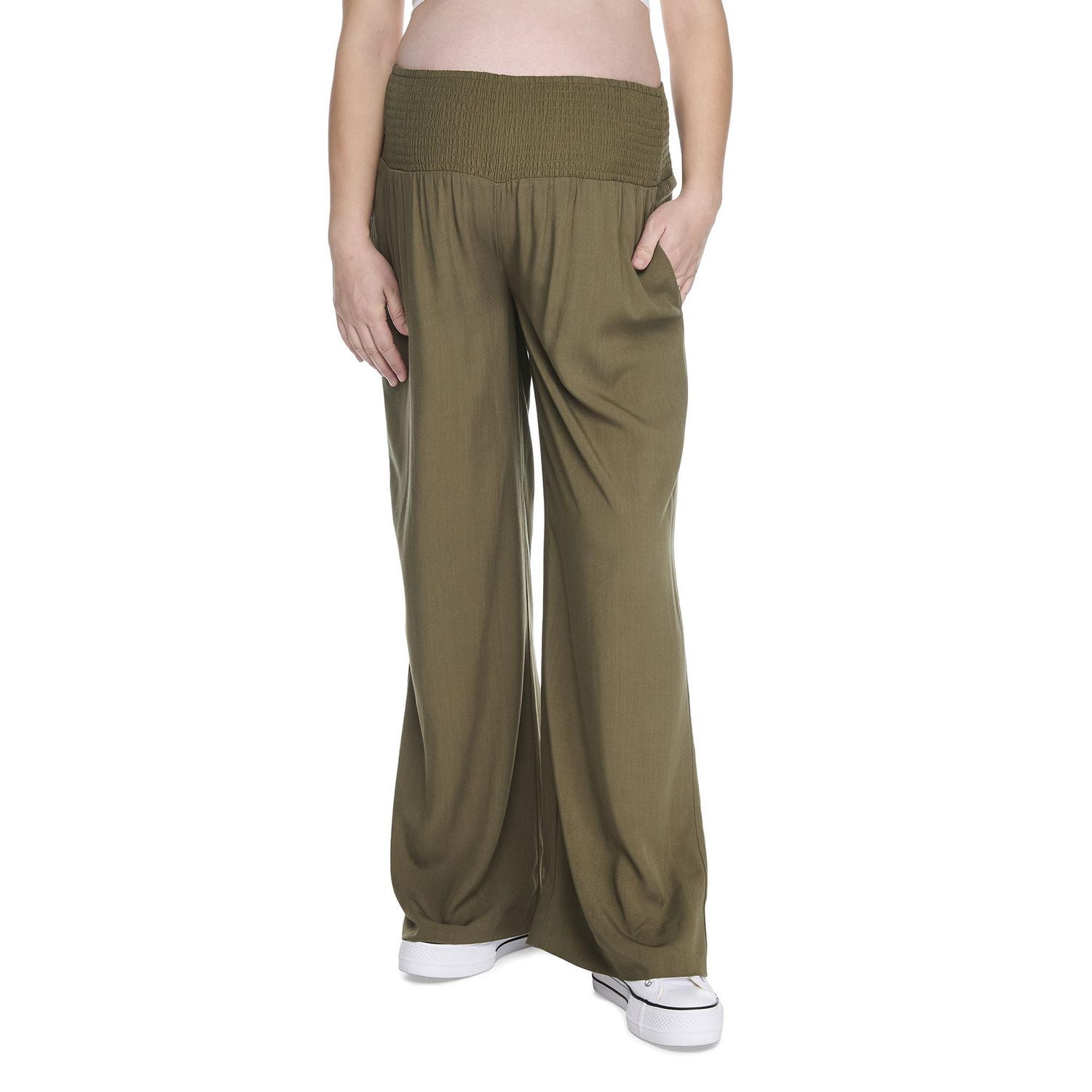 Paisley Sky Maternity Smocked Waist Wide Leg Pant