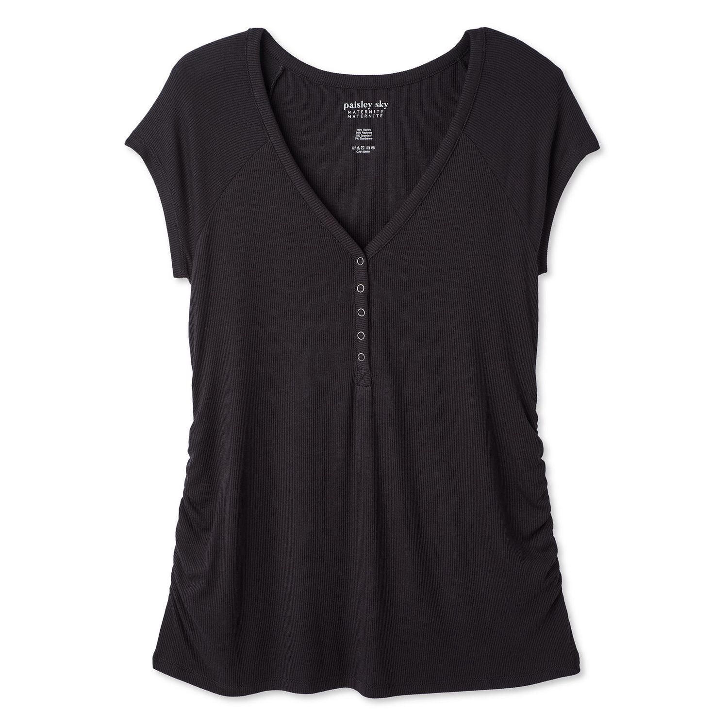 Paisley Sky Maternity Short-Sleeve Snap Nursing Henley Top