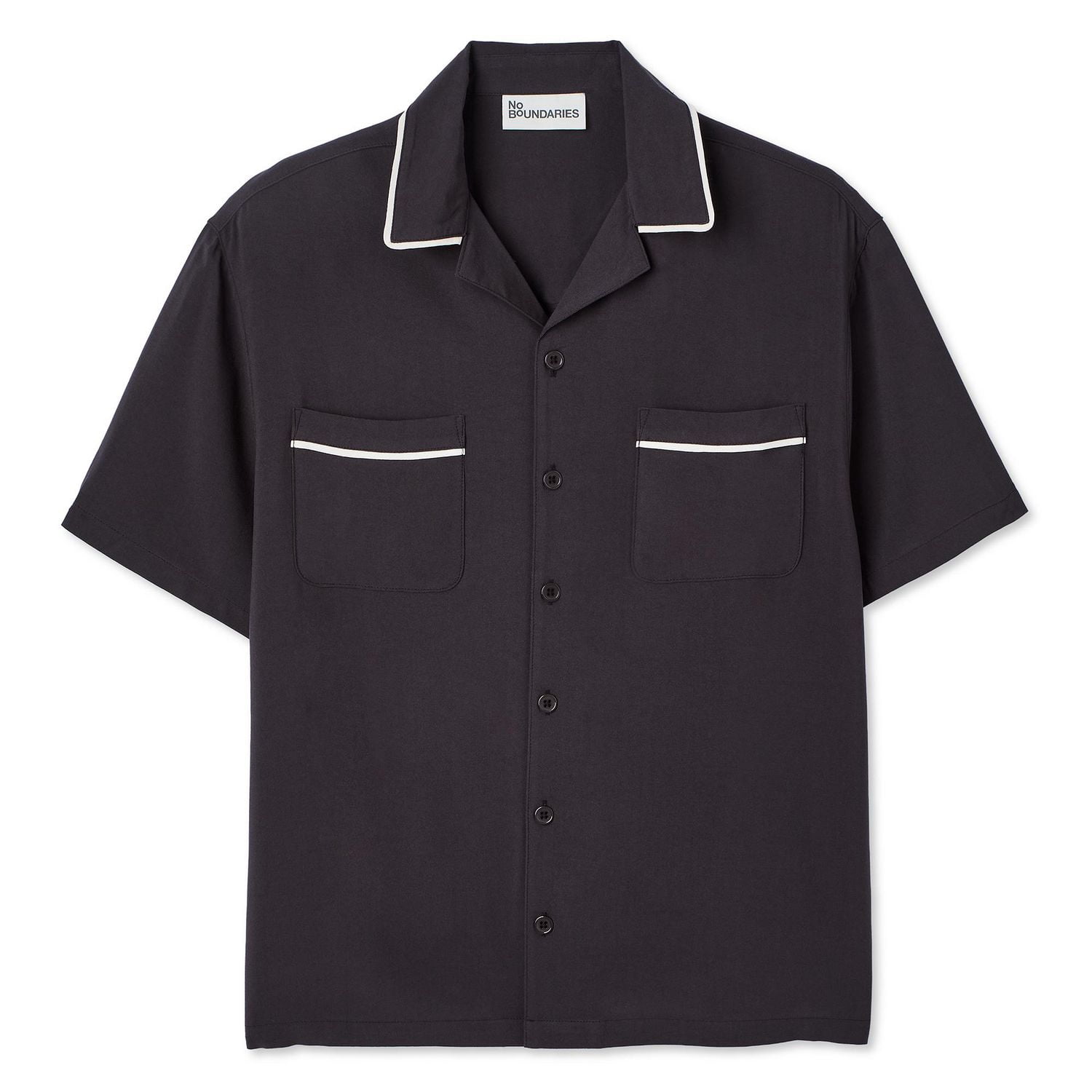 No Boundaries Men's Short Sleeve Piped Shirt