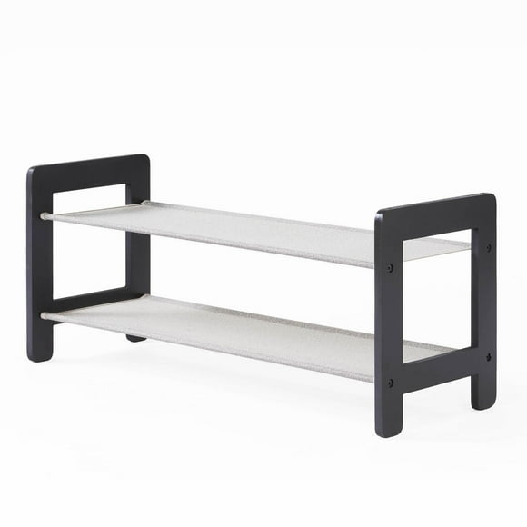 neatfreak! Stackable 2-Tier Wood & Fabric Shoe Shelf