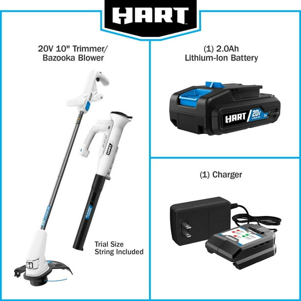 HART 20Volt 10inch String Trimmer/Bazooka Leaf Blower Combo Kit, (1