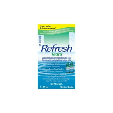 REFRESH TEARS Ophthalmic Solution, lubricant eye drops, dry eye relief, compatible with lenses 2X15ml