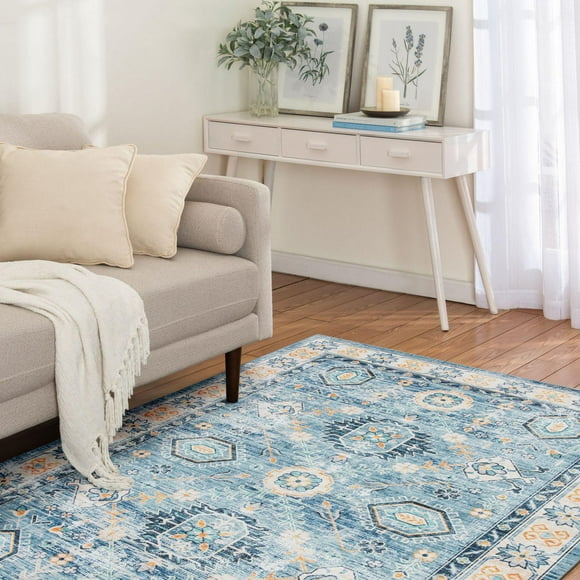 Tommin Blue and Yellow Woven Area Rug