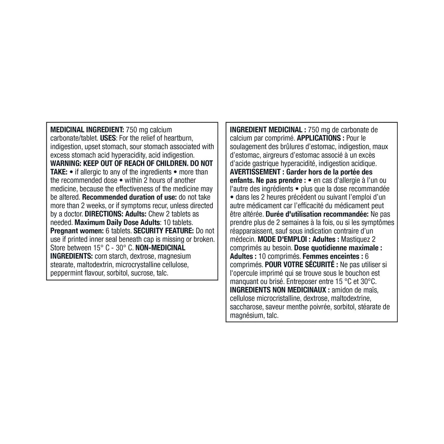 Equate Extra Strength Antacid Calcium Carbonate Tablets, 90 Chewable Tablets