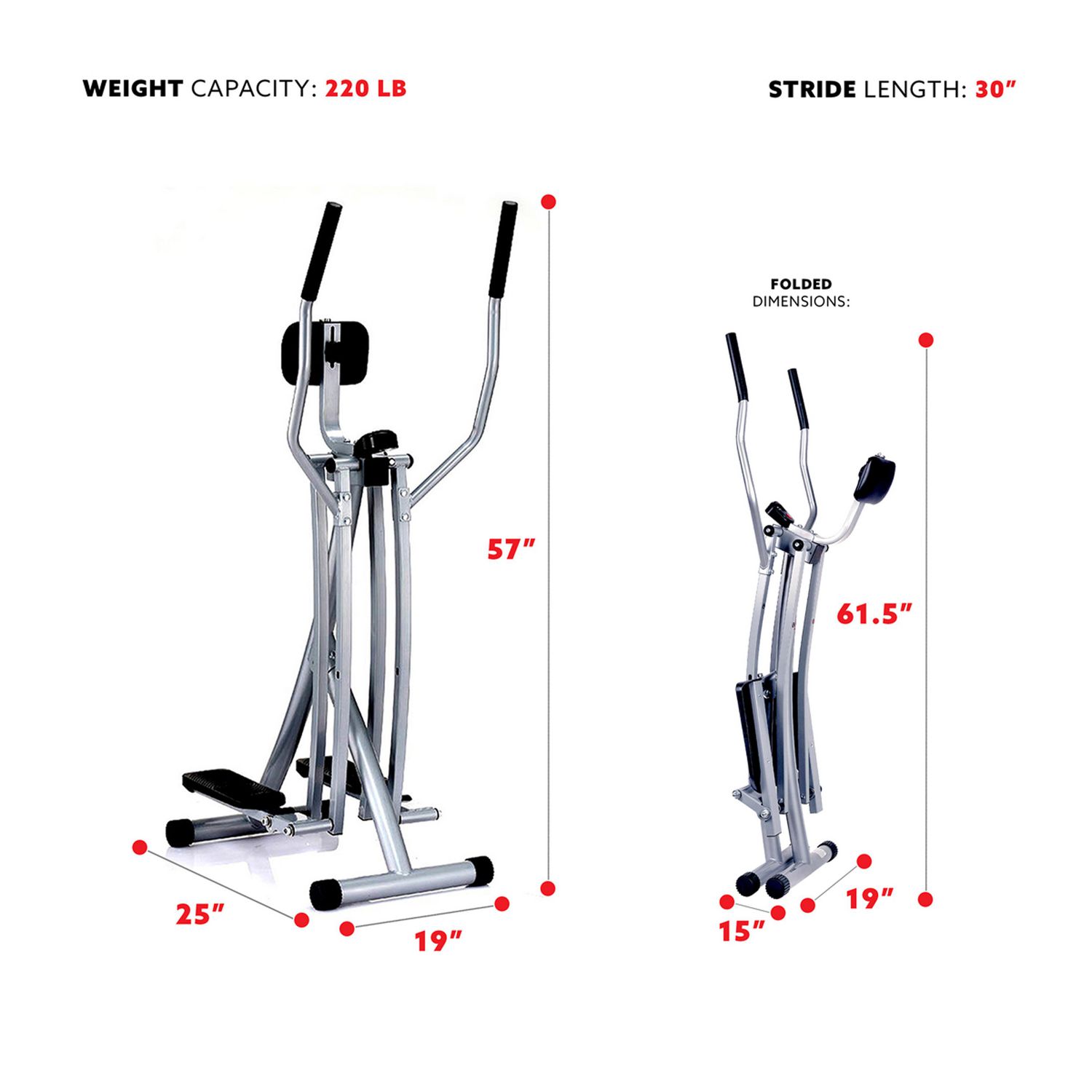  Sunny Health & Fitness Smart Air Walk Cross Trainer