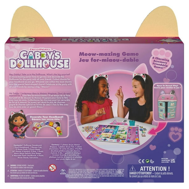 Gabby's Dollhouse, Jeu de société for-miaou-dable basé sur le dessin animé  DreamWorks diffusé sur Netflix, avec 4 serre-têtes chat, pour les familles  et les enfants à partir de 4 ans Jeu de