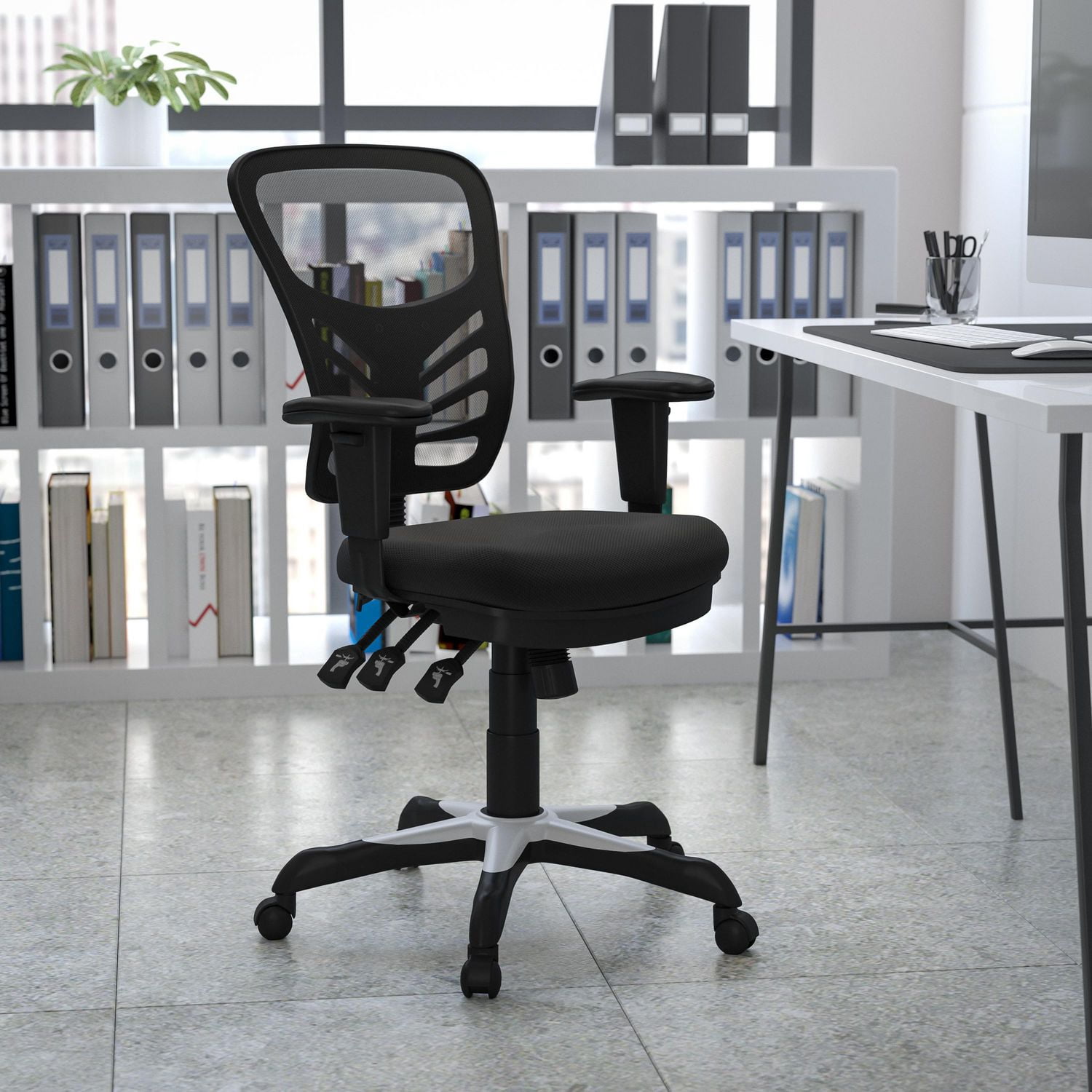 Flash Furniture Mid Back Black Mesh Multifunction Executive Swivel Chair With Adjustable Arms Walmart Canada