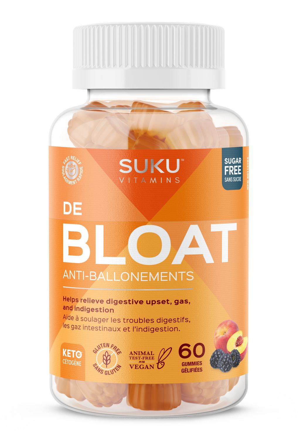 SUKU Vitamins - Debloat Digestive Gummies for Gut Health, Gas Relief, Infused with Ginger, Chamomile and Sweet Fennel, Gluten-Free and Keto Gummy Vitamins, 60 Count