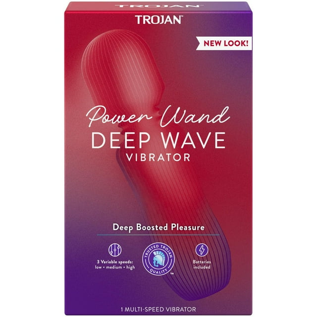 Trojan Vibrations Power Wand Deep Wave Massager, 3 Variable Speeds, Batteries Included, 1 Count