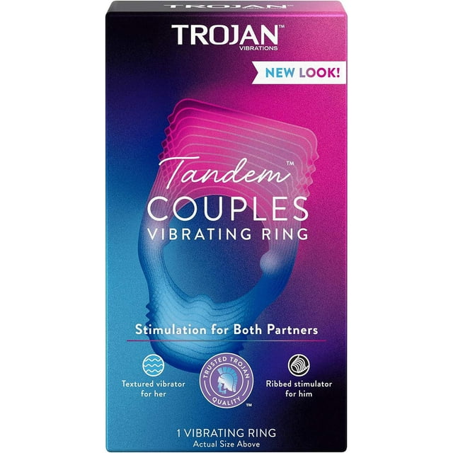 Trojan Tandem Couples Vibrating Ring, Powerful Vibrations, 1 Count