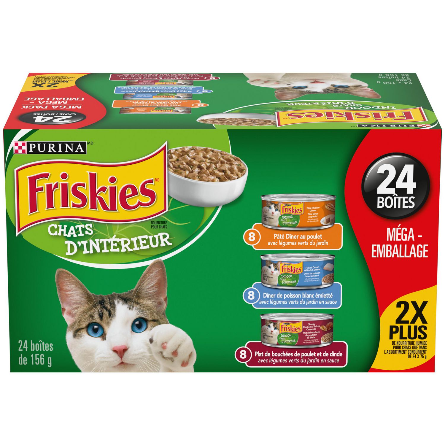 Friskies Indoor Assorted Variety Pack Wet Cat Food 24 x 156 g 24