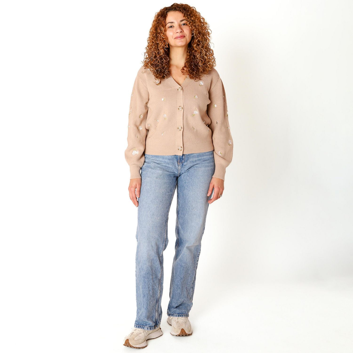 Devoted Cardigan boutonné en tricot avec détails floraux