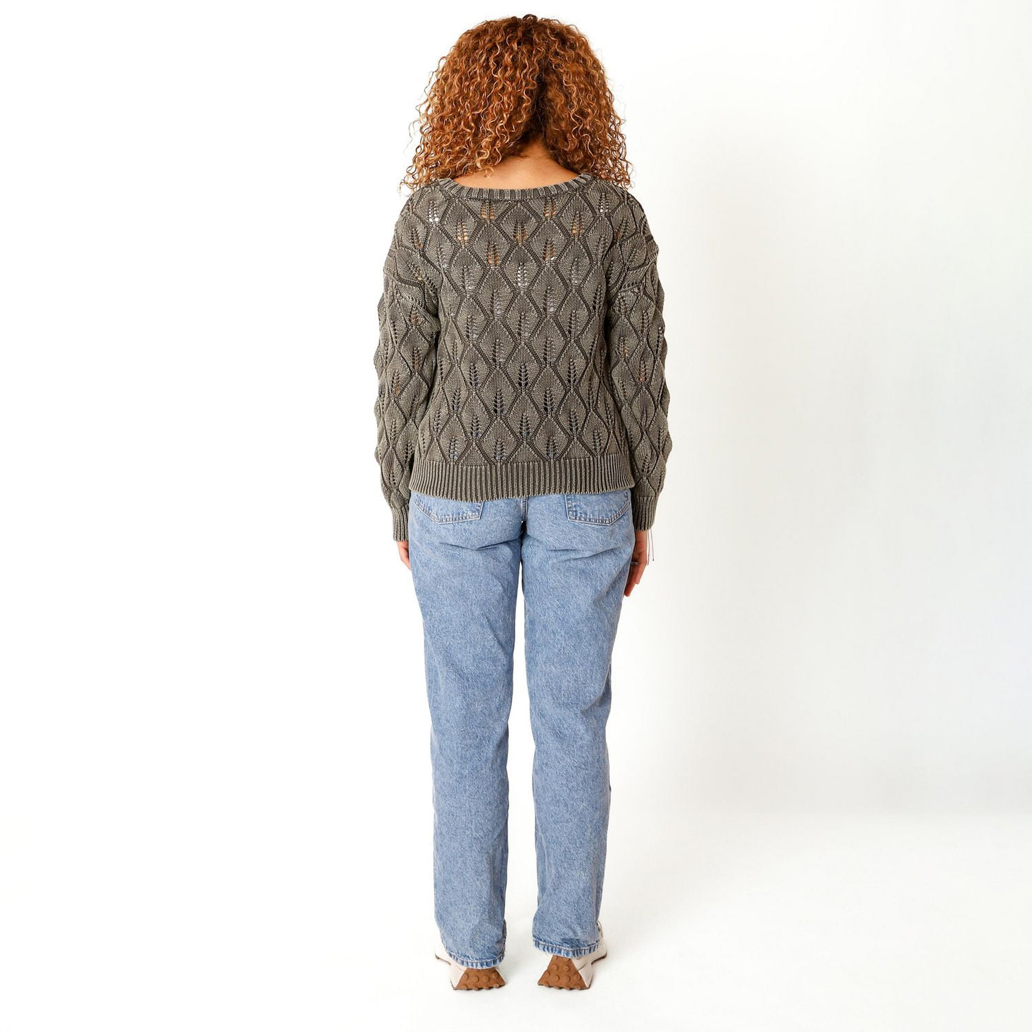Devoted Pointelle Sweater with ribbed hem and cuffs,