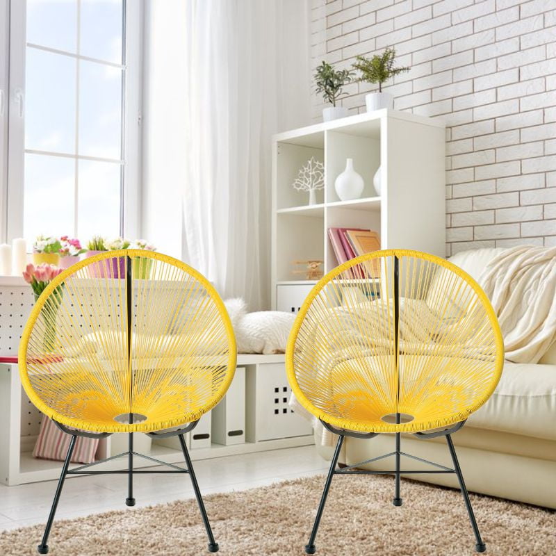 Costa Lounge Chair in Yellow, Wire Lounge Chair, Plastic Lounge Chair
