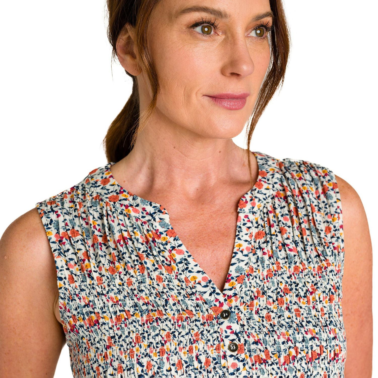 IVY Women's Sleeveless Blouse w/ Front Smocking