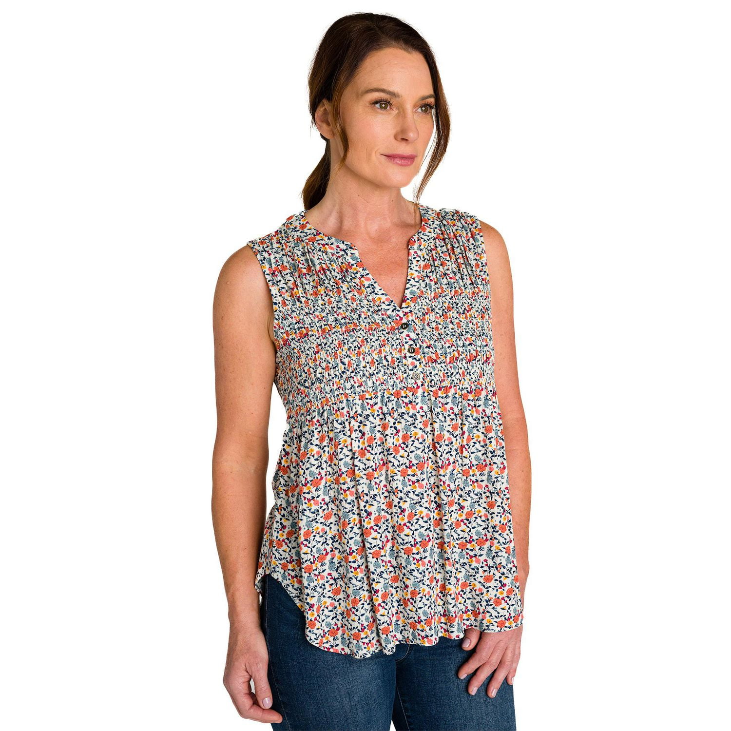 IVY Women's Sleeveless Blouse w/ Front Smocking