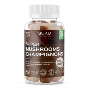 SUKU Vitamins - Super Mushroom for Immunity, Mushroom Blend Gummies with Reishi, Chaga, Turkey Tail and Lions Mane, Sugar-and-Gluten-Free, Non-Gmo, 60 Counts