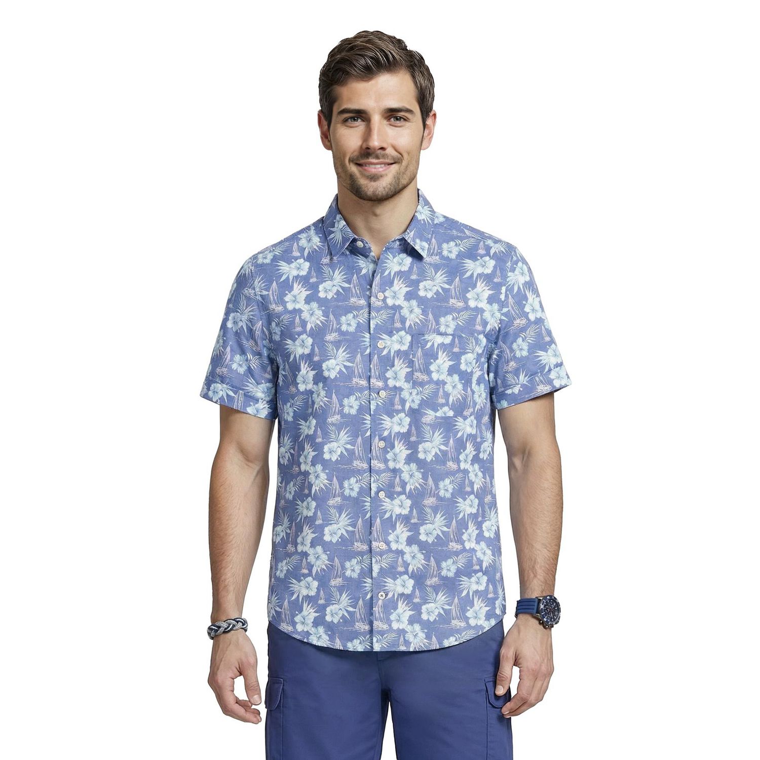 IZOD S/S DOCKSIDE PRINT WOVEN