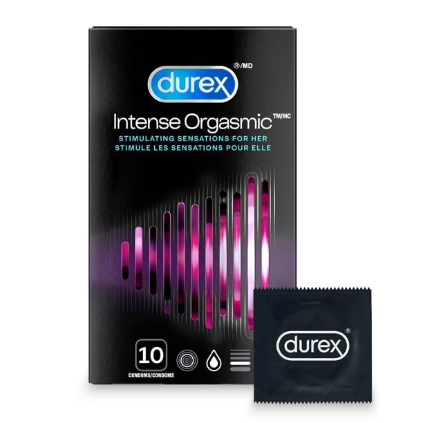 Condoms nervurés et microperlés, Intense orgasmique de Durex emballage de 10