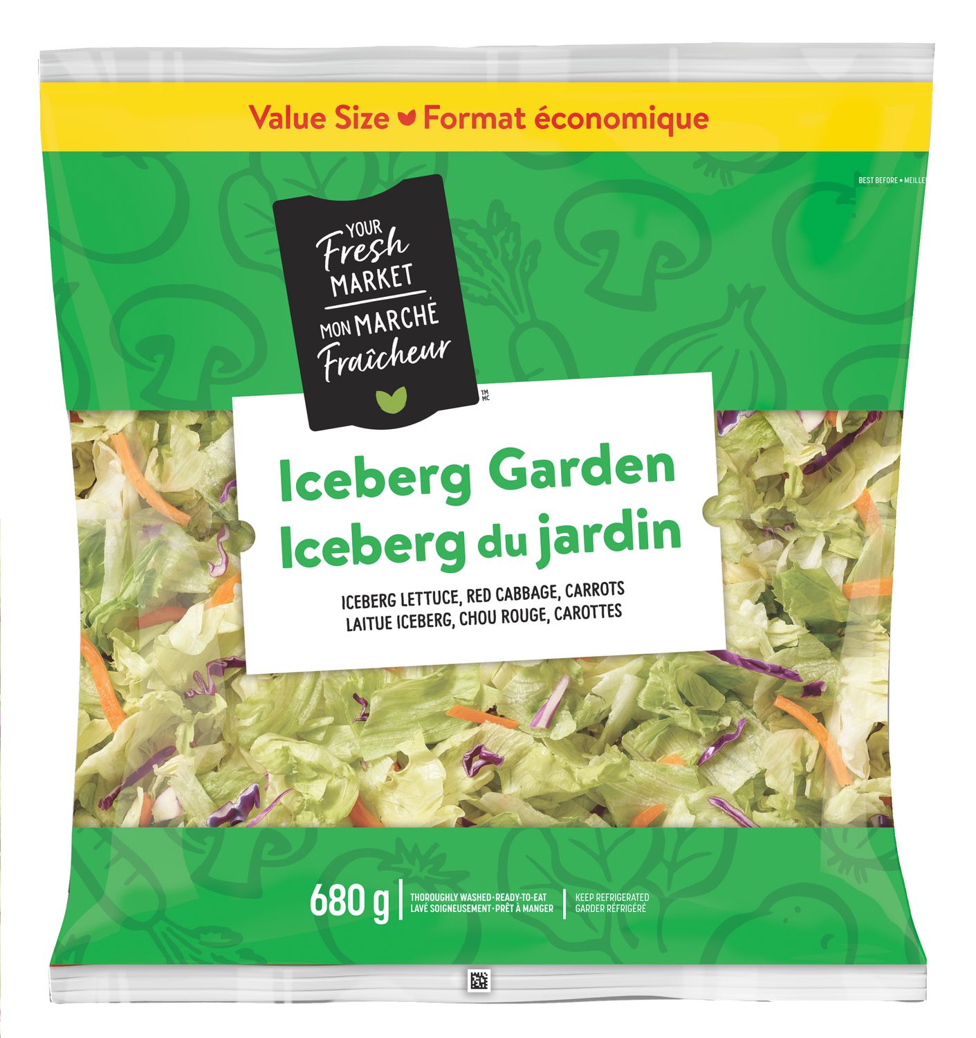 Your Fresh Market Value Size Iceberg Garden Salad Mix, 680 g