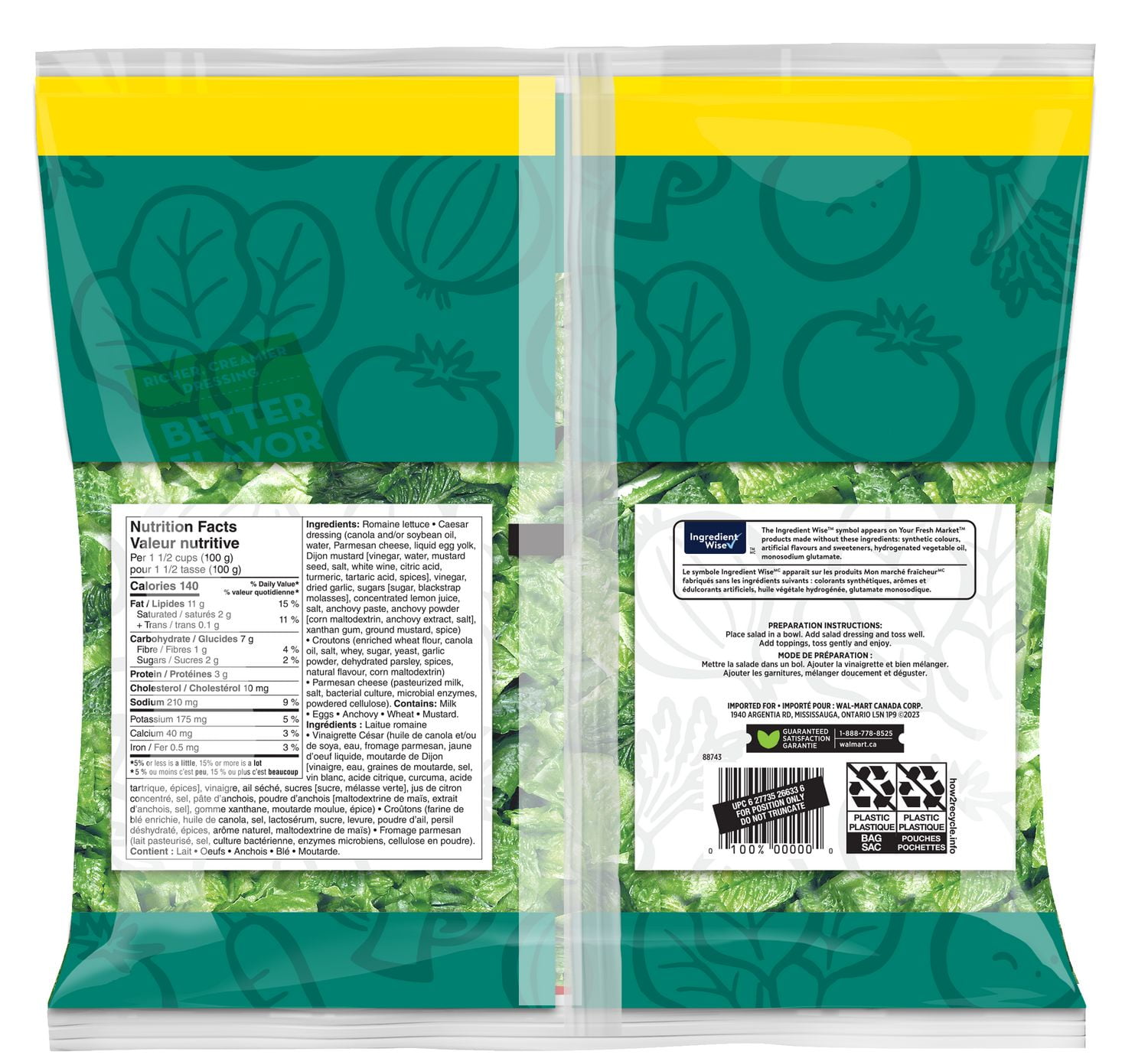 Ensemble pour salade césar Mon marché fraîcheur en format économique 553g