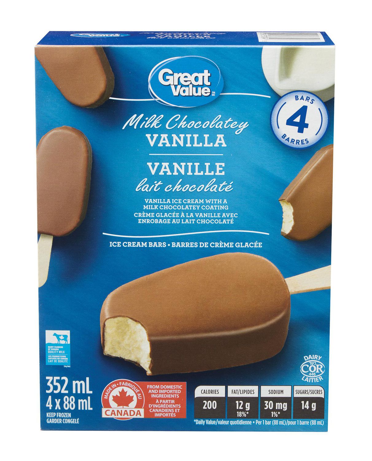 Great Value Milk Chocolatey Vanilla Ice Cream Bars Walmart Canada