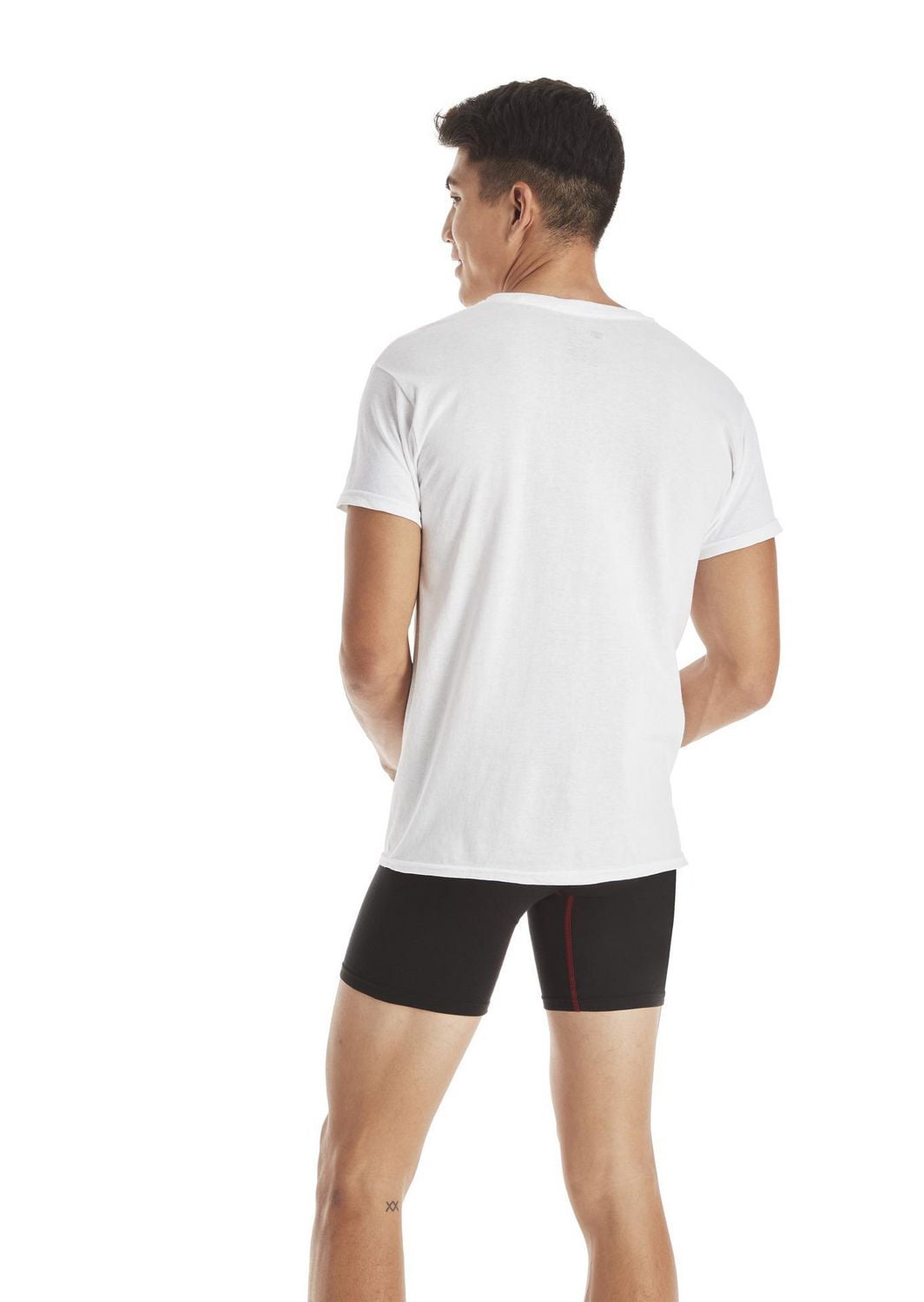 Hanes Men’s Crew-Neck Undershirt Pack, Moisture Wicking, Black - 4-Pack