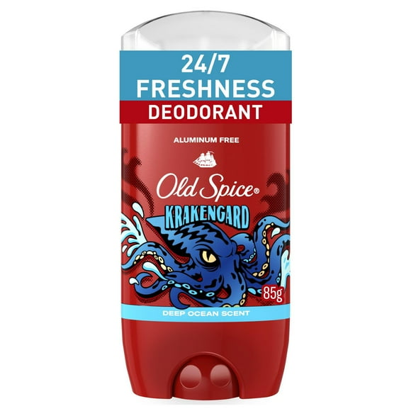 Désodorisant sans aluminium Old Spice pour hommes, fraîcheur 24&nbsp;heures sur&nbsp;24, 7&nbsp;jours sur&nbsp;7, protection longue durée contre les odeurs, parfum légendaire, Krakengard, parfum de haute mer, 85&nbsp;g 85g