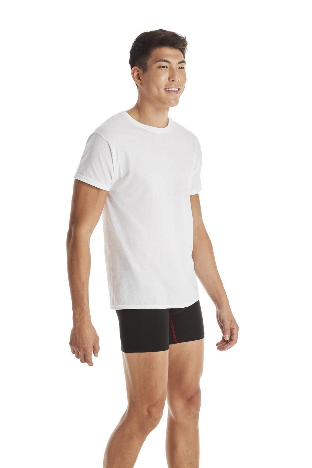 Hanes Men’s Crew-Neck Undershirt Pack, Moisture Wicking, Black - 4-Pack