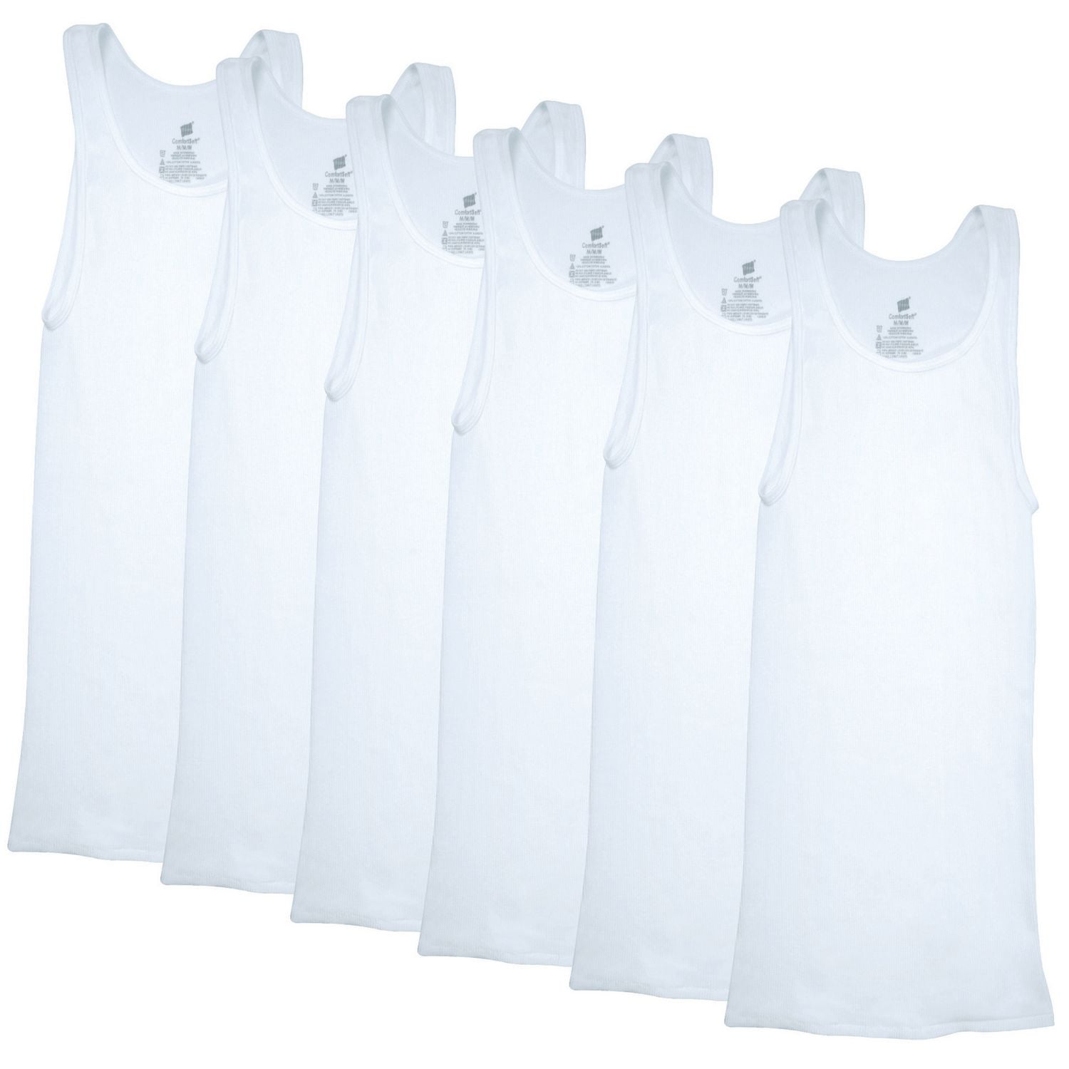 Débardeur côtelé Hanes pour hommes, débardeur de maillot de corps en coton Blanc - lot de 6