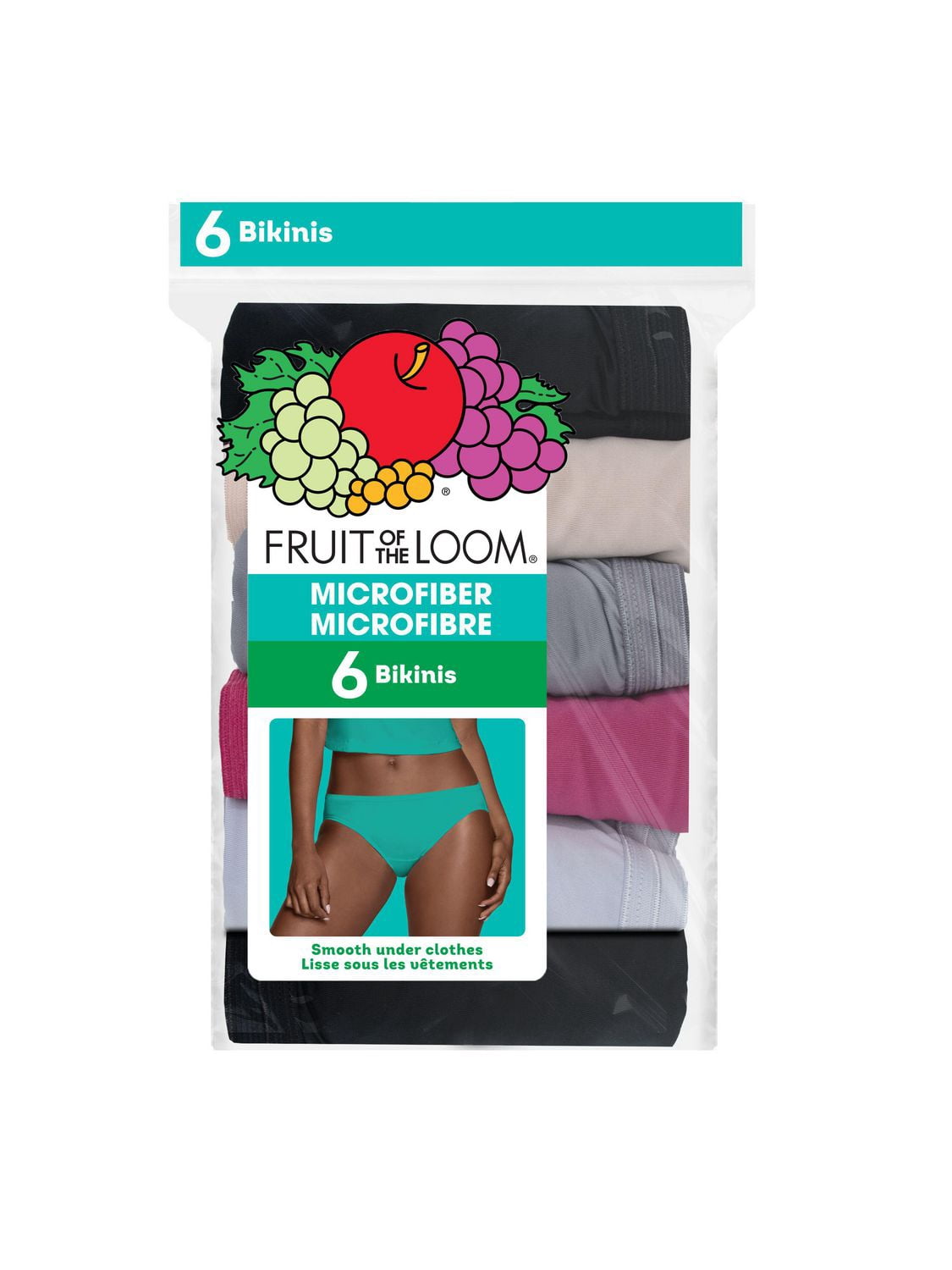 Women's Microfiber Bikini Underwear, Assorted 6 Pack