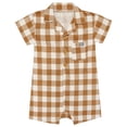 thumbnail image 1 of modern moments™ by Gerber® - Short Sleeve Romper - Brown Gingham, 1 of 5