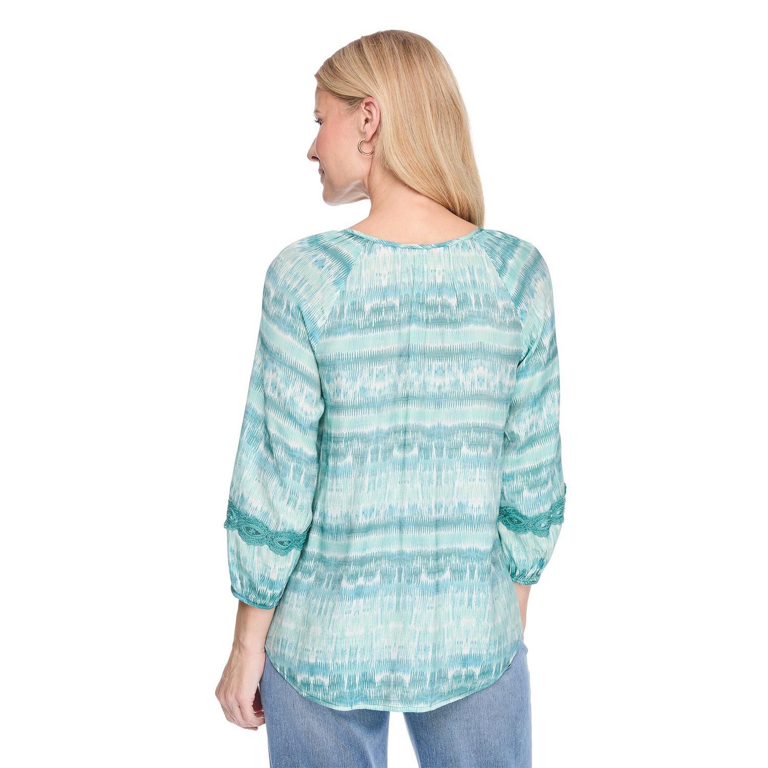 Iyla Women's 3/4 Sleeve Lace Trim Blouse