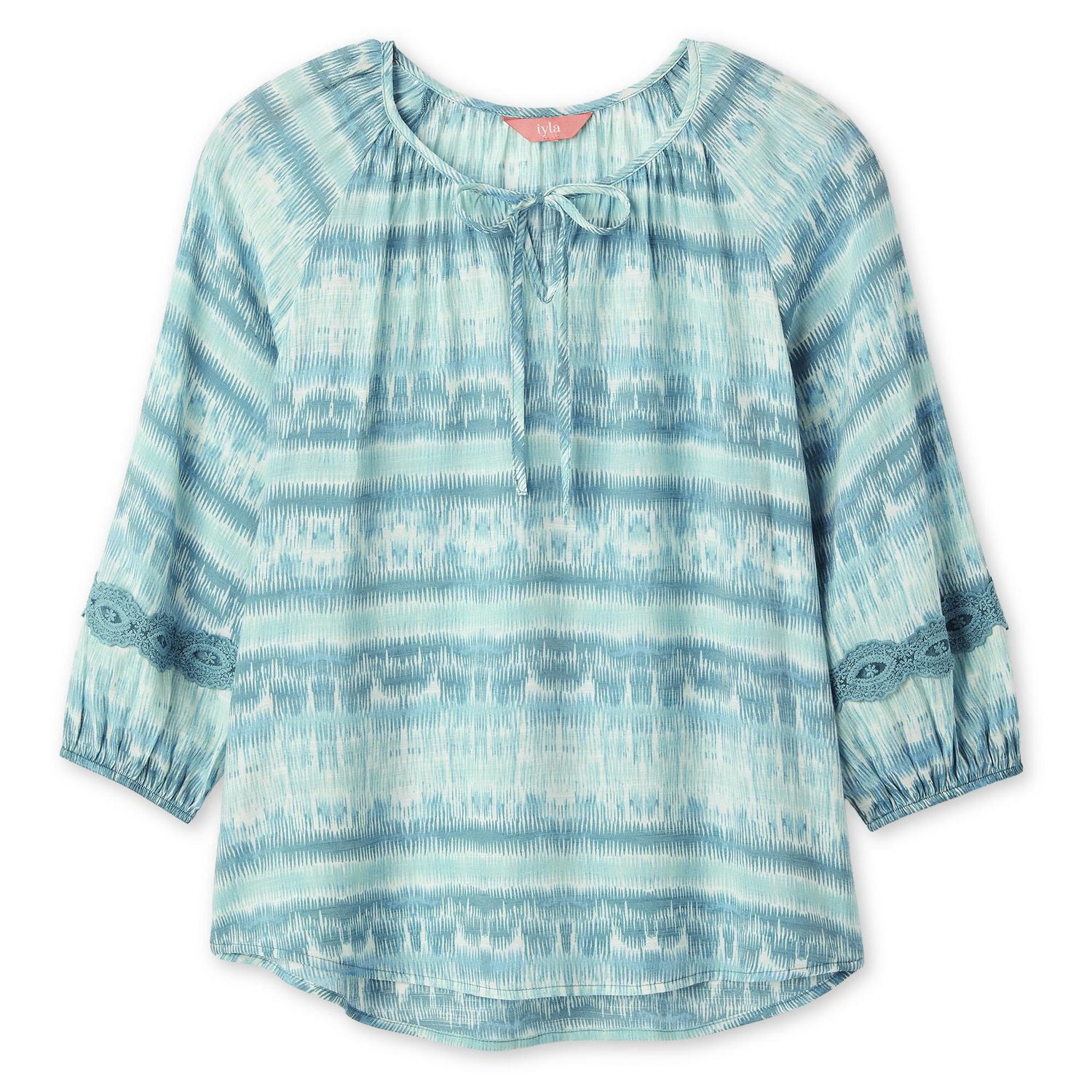 Iyla Women's 3/4 Sleeve Lace Trim Blouse
