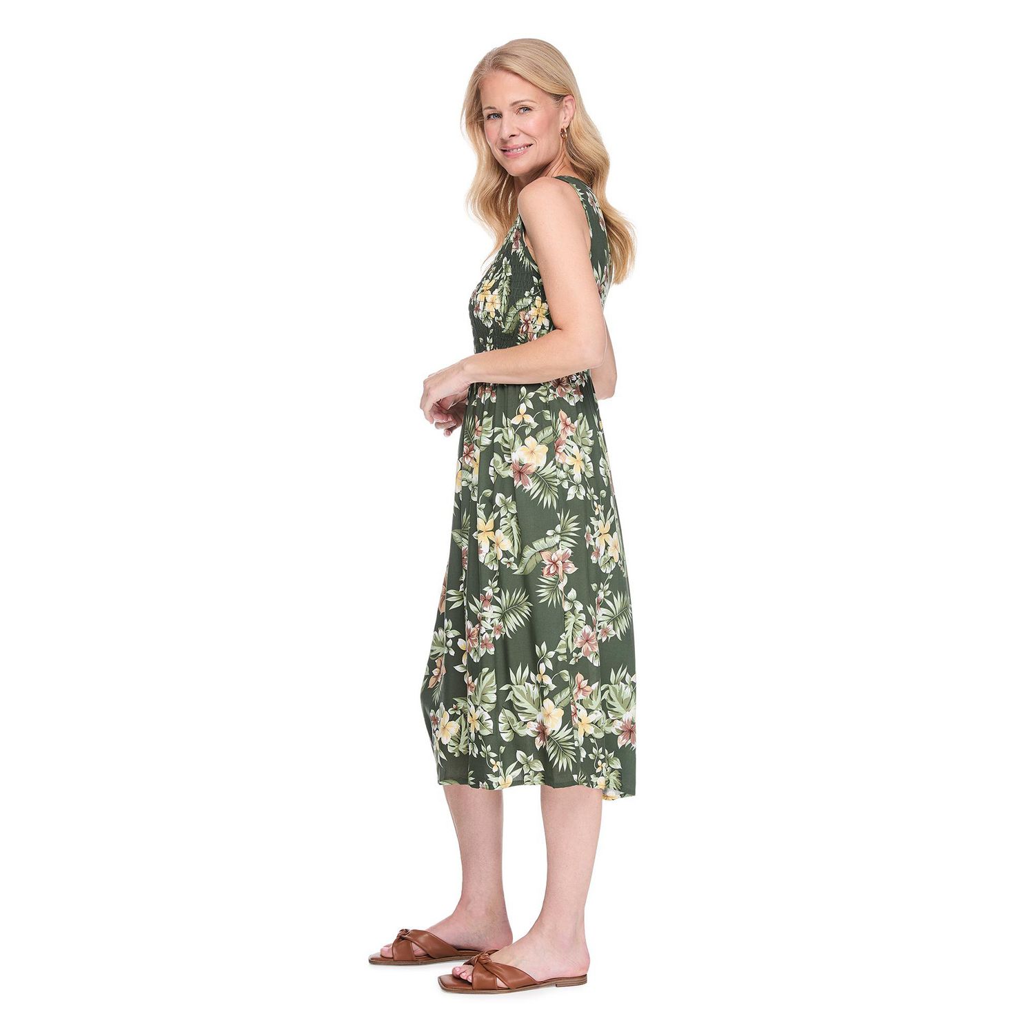Robe longue sans manches à smocks Iyla pour femmes