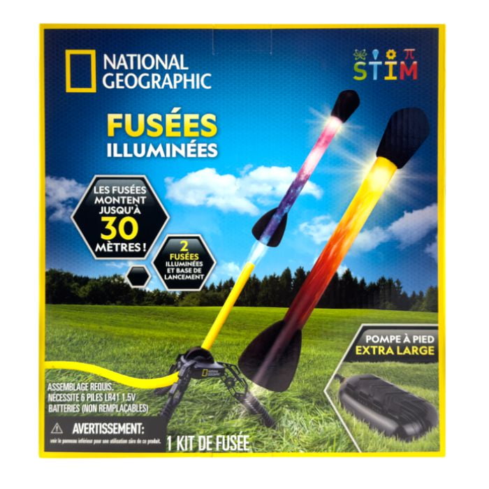 National Geographic Light Up Air Rockets Kit STEM Series LED Air Powered Rocket Launcher Ages 6 and up LED Rocket Launcher Kit