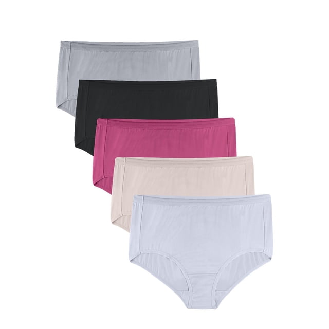 Women's Fit for Me Microfiber Brief Underwear, Assorted 5 Pack