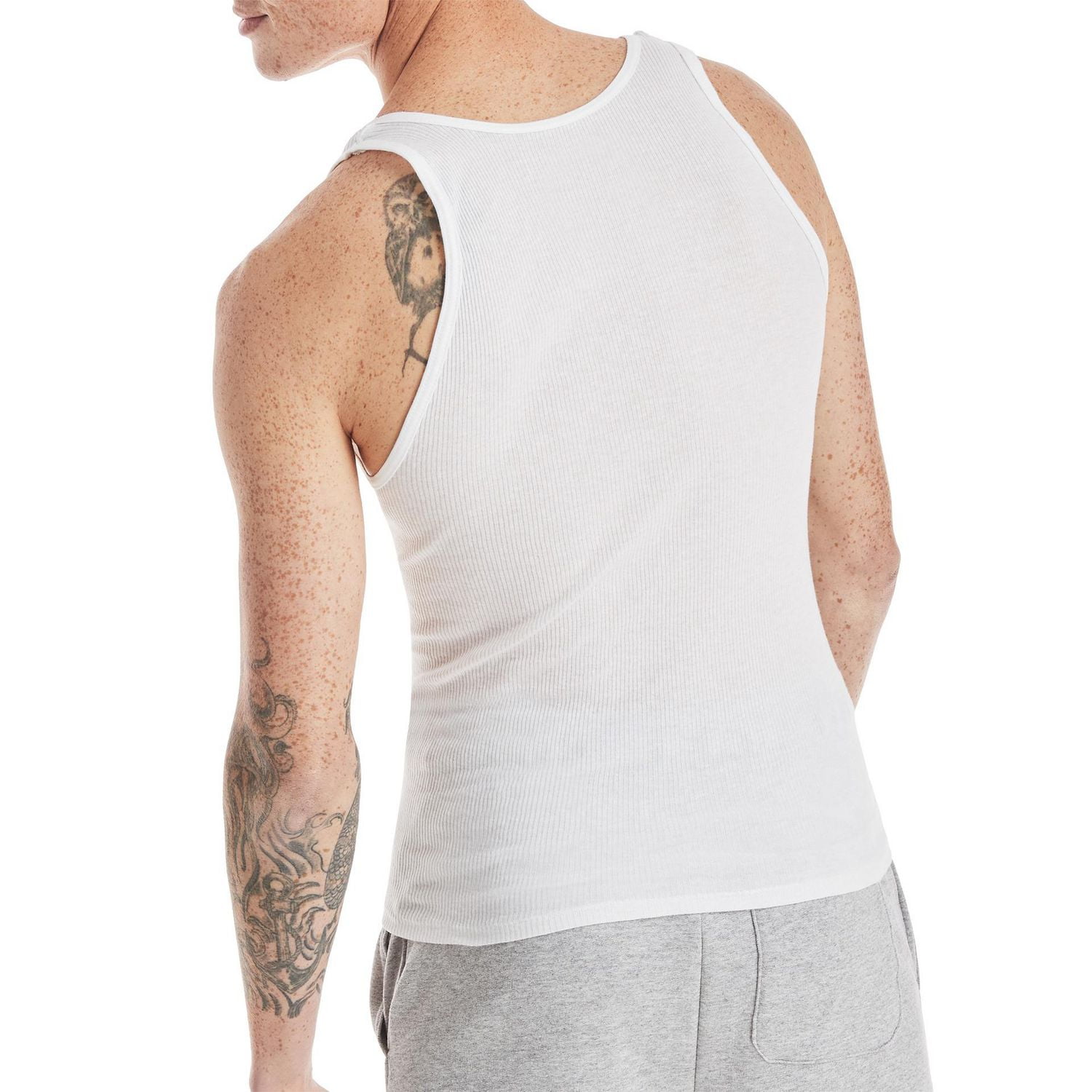 Débardeur côtelé Hanes pour hommes, débardeur de maillot de corps en coton Blanc - lot de 6
