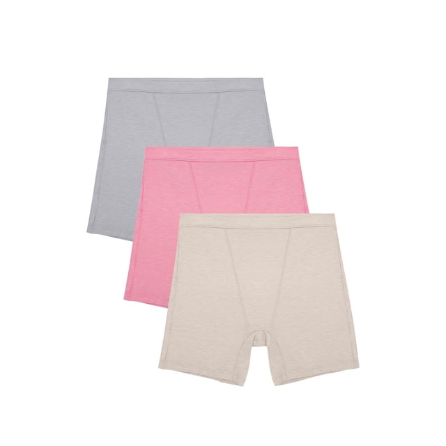 Women's Relaxing Comfort Boxer Brief Underwear, Assorted 3 Pack