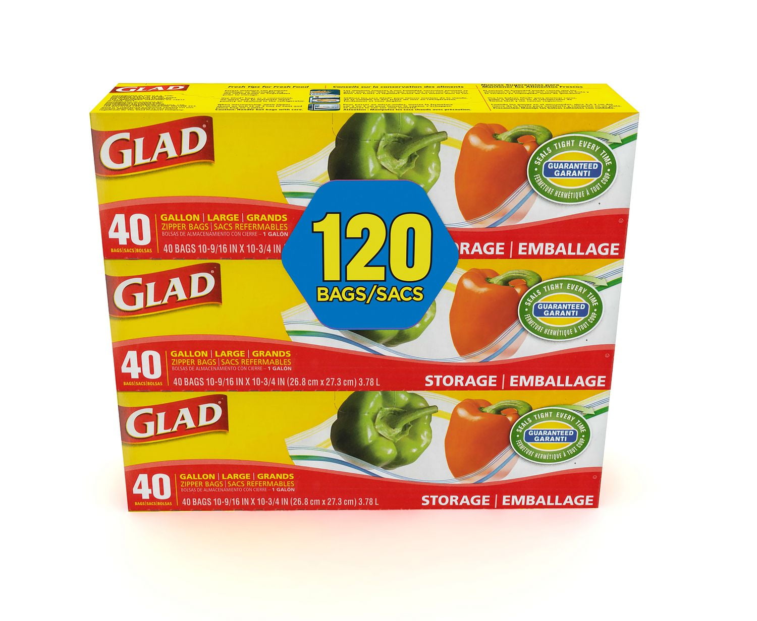 Glad Zipper Storage Large Bags, 3 x 40 Bags Walmart Canada
